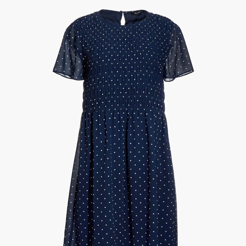 Madewell Navy Blue Dress with White Polka Dots